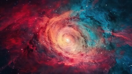 Abstract twist red galaxy space background, colorful cosmos universe backdrop