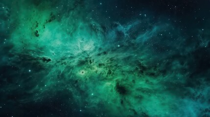 Fototapeta na wymiar Abstract green galaxy space background, colorful cosmos universe backdrop