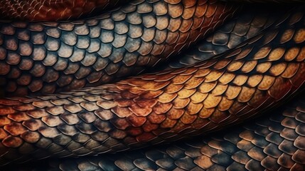 Skin snake texture closeup, colorful pattern backdrop