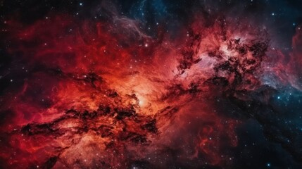 Abstract deep red galaxy space background, colorful cosmos universe backdrop