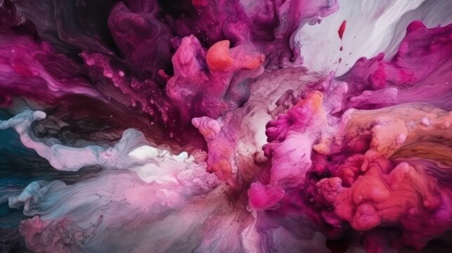 Colorful purple paint abstract art background, fluid draw texture