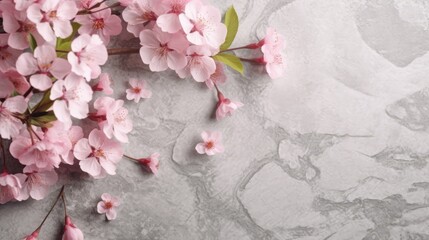 Beautiful sakura for decorative on white brick background. Generative Ai