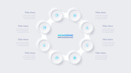 Metaball with eight circles in the shape of a octagon. Cycle infographic template with 8 options