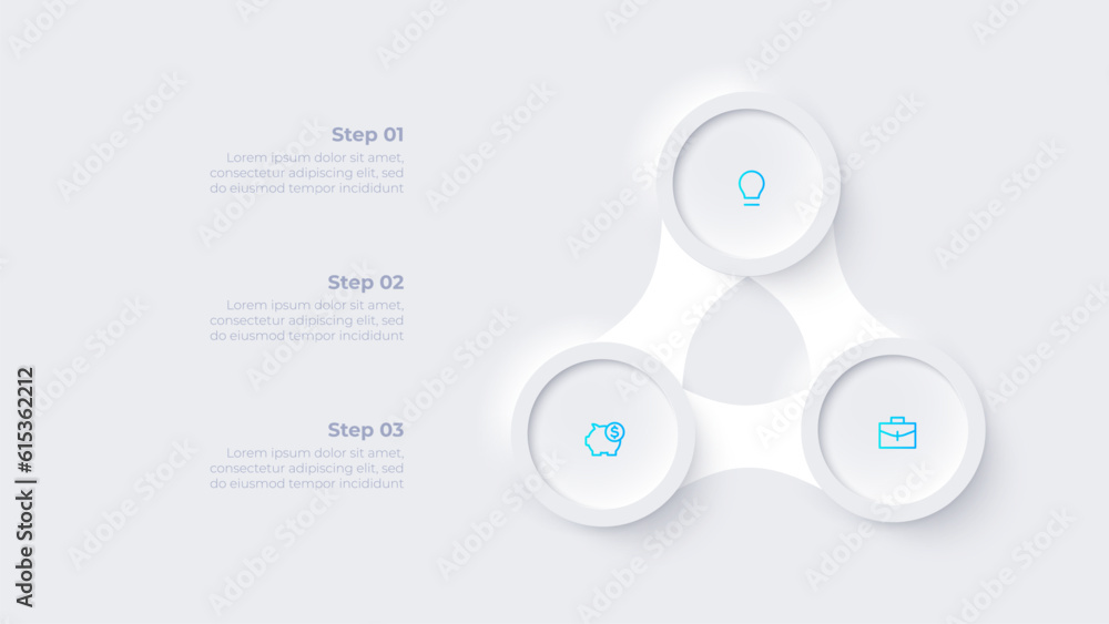 Leinwandbilder metaball with three circles in the shape of a triangle. cycle infographic template with 3 options
