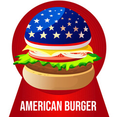 American burger with the U.S. flag