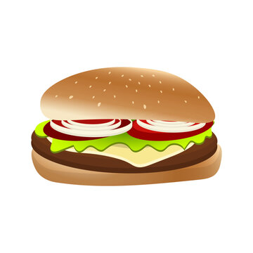 Juicy burger on white background