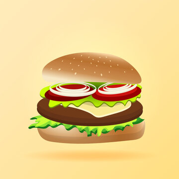 Juicy burger on tasty background for advertising