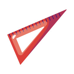 red ruler triangle on white