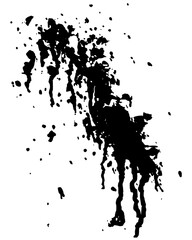 Fototapeta na wymiar Black drip silhouette isolated on white background. Monochrome splash on wall. Watercolor spatter texture. Abstract vector illustration. Runny liquid ink. Horror grunge pattern