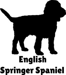 English Springer Spaniel Dog puppies silhouette. Baby dog silhouette. Puppy