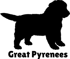 Great Pyrenees Dog puppies silhouette. Baby dog silhouette. Puppy