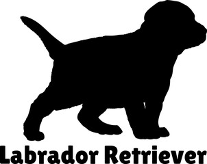 Labrador Retriever Dog puppies silhouette. Baby dog silhouette. Puppy