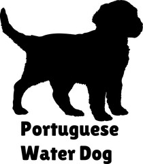 Portuguese Water Dog puppies silhouette. Baby dog silhouette. Puppy