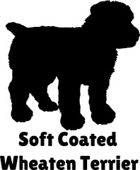 Soft Coated Wheaten Terrier Dog puppies silhouette. Baby dog silhouette. Puppy