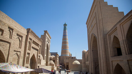 tall structure in khiva uzbekistan