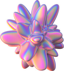 Fototapeta premium 3D abstract iridescent element in a surreal style with a transparent background
