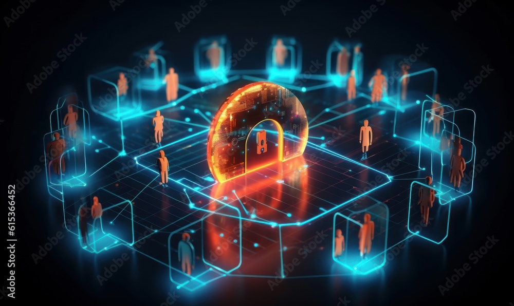 Poster cyber security networks, data protection, user privacy encryption, personal information security. ge