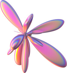 Obraz na płótnie Canvas 3D abstract iridescent flower in a surreal style with a transparent background