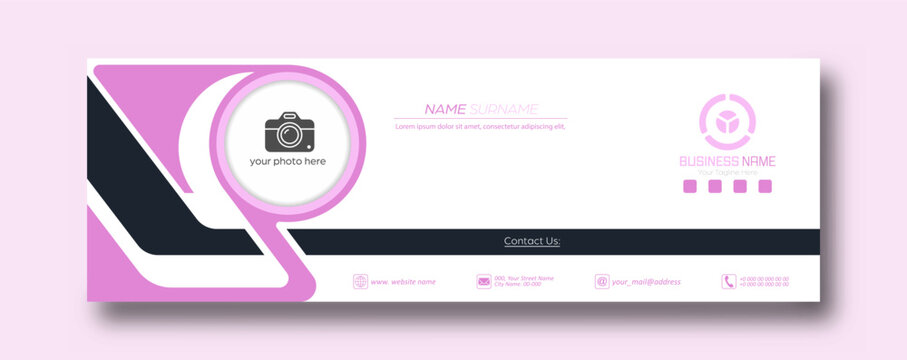 Corporate business cover with a signature and a place for illustration or photo. A page for social networks with a place for an avatar. The cover layout is in a minimalist style