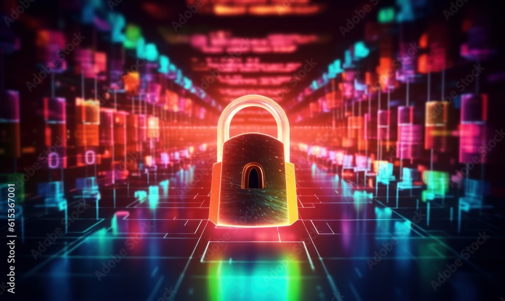 Poster cyber security networks, data protection, user privacy encryption, personal information security. ge