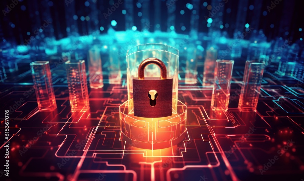 Poster cyber security networks, data protection, user privacy encryption, personal information security. ge