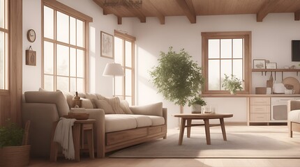 Fototapeta premium living room interior design with lots of natural light 