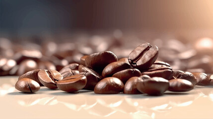 Coffee beans isolated on white background. Vector illustration of coffee beans. Aromatic coffee beans. Coffee drink.