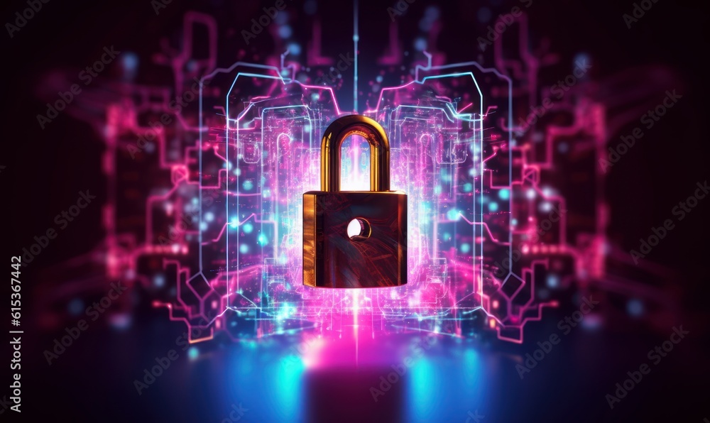 Poster cyber security networks, data protection, user privacy encryption, personal information security. ge