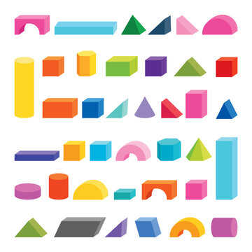 Colorful Flat Building Game Blocks