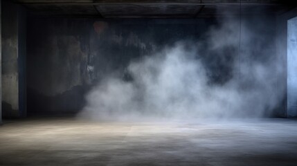 Fototapeta na wymiar Empty room with smoke. Room with concrete floor and smoke background. generative ai