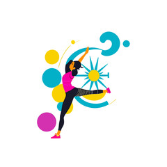 June 21 world yoga day, people doing yoga flat illustration