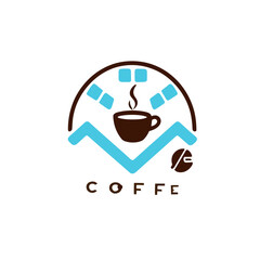 cup of coffee with heart.vector logo icon symbol of cup filled with coffee, a cup of coffee with hot smoke ,logo for coffee shop business