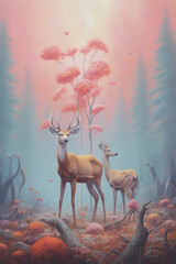pastel colors of summer wild life animals and nature
