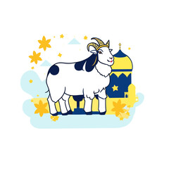 sheep with a background.Eid al-Adha celebration of Muslims slaughtering cows or goats