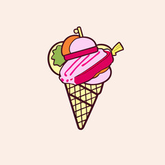 ice cream cone.vector illustration of fruit ice cream symbol