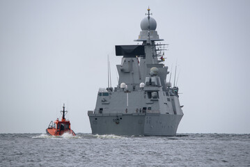 WARSHIP - Italian guided missile destroyer is sailing on the sea

