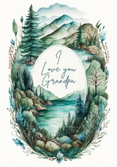 Father's Day Landscape Postcard Design A5 Created with Generative AI Tools
