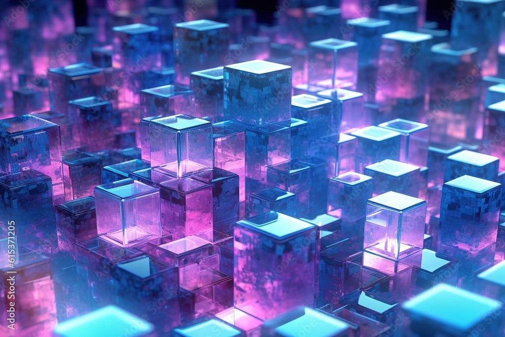 Poster a collection of cubes of varying hues, all of which are distinct from one another