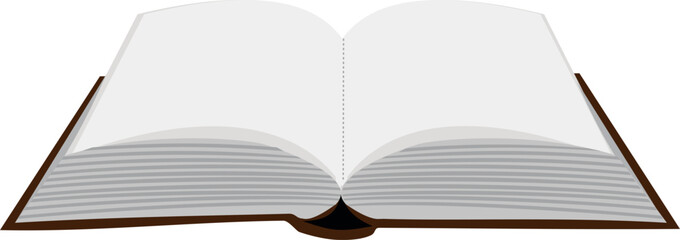 Open brown book with empty pages on transparent background
