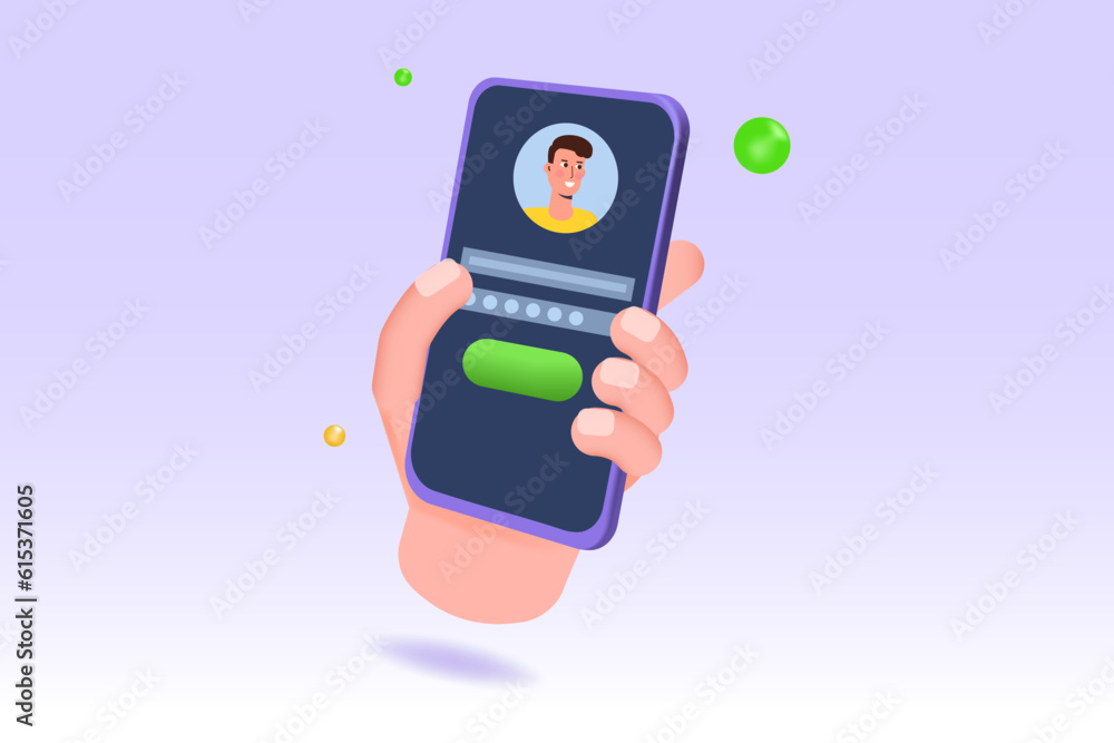 Poster create an account, online registration 3d realistic concept. secure login and password. vector illus