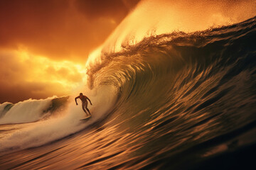 Surfer catching a wave Generative AI