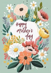 Mother's Day Floral Postcard Design A5 Created with Generative AI Tools