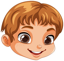 Obraz premium Cute Boy Face with Brown Hair Vector