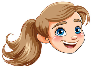 Cute pony hair girl head