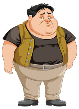 Upset male overweight cartoon character
