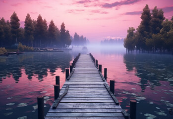 Fototapeta premium sunset on the lake