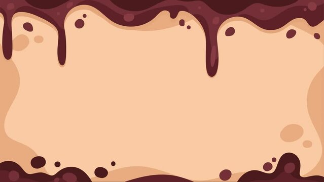 World Chocolate Day  Background with Copy Space Area, with animated dripping melted chocolate
