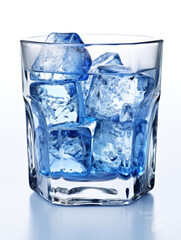 Icy Refreshment: Isolated Glass with Glistening Ice Cubes on White Background