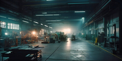 factory area in the evening light