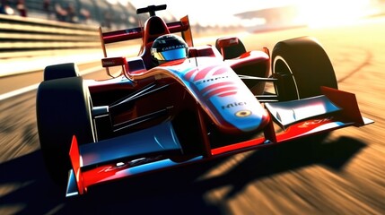 Race car on a track, Formula one race car.